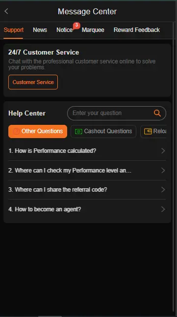 Customer Support in 999HA Game