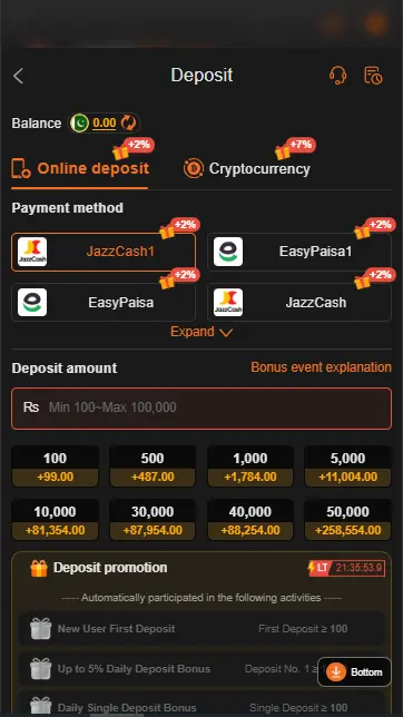 deposit method in 999HA Game
